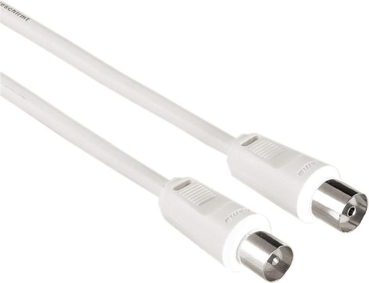 Produktbild Hama Antennen-Kabel, Koax-Stecker - Koax-Kupplung, 7,5 m, 75 dB, Weiss (75 dB, Antennenkabel)