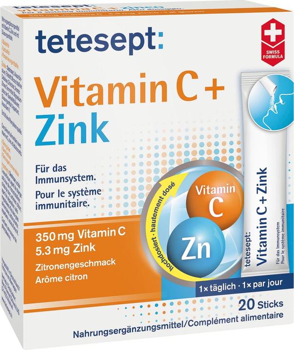 Produktbild Tetesept Vitamin C + Zink (20 Stück, Pulver, Sachet, Beutel, 77.50 g)