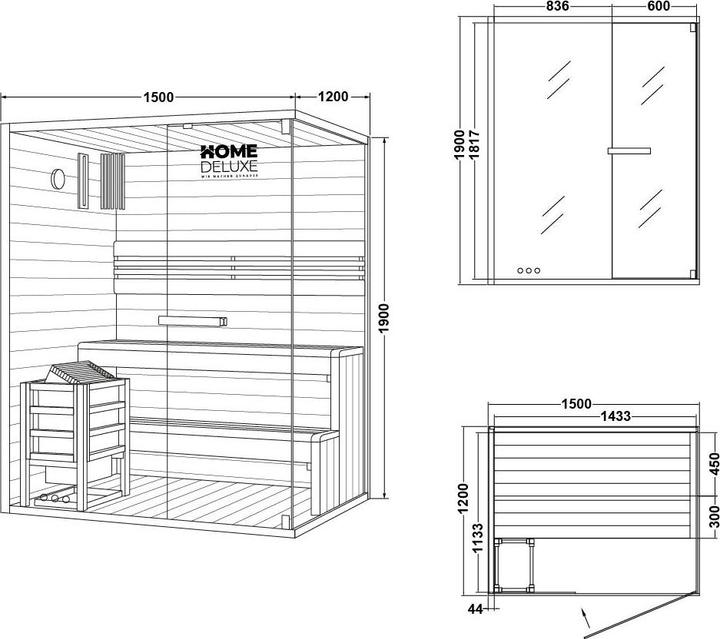 Immagine prodotto Home Deluxe ARKHAM L - per 3 persone (4,5 kW controllo interno)