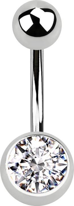 Star Piercing Banane silber mit Kugel und Kugel Kristall silber (Chirurgenstahl 316L)