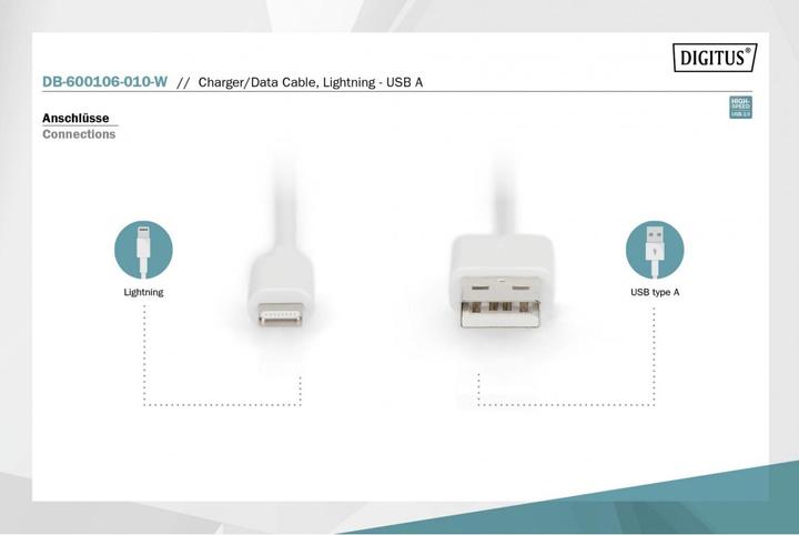 Image du produit Digitus DB-600106-010-W (1 m, USB 2.0)