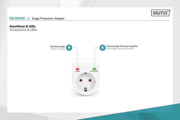 Produktbild Digitus Überspannungsschutzadap. LED 1xCEE 7/7 TV-GS CE-LVD