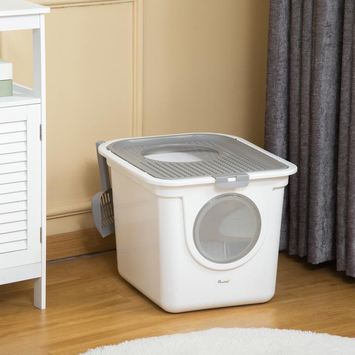 Actual product image PawHut Cat litter tray with scoop (Cat litter box closed)