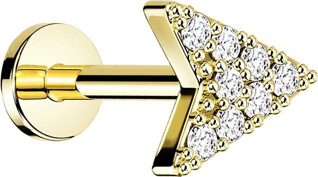 Produktbild Star Piercing Micro Labret Innengewinde vergoldet Pfeil mit Kristall (Messing)