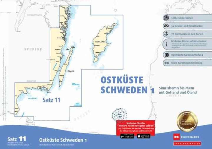 Produktbild Sportbootkarten Satz 11: Ostküste Schweden 1 (Ausgabe 2025/2026)