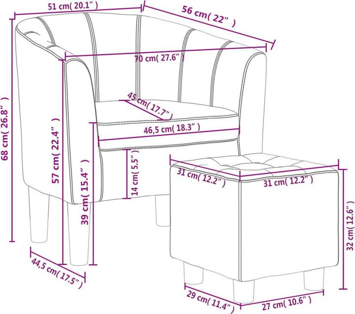 Actual product image VidaXL Club chair with footstool red imitation leather, colour
