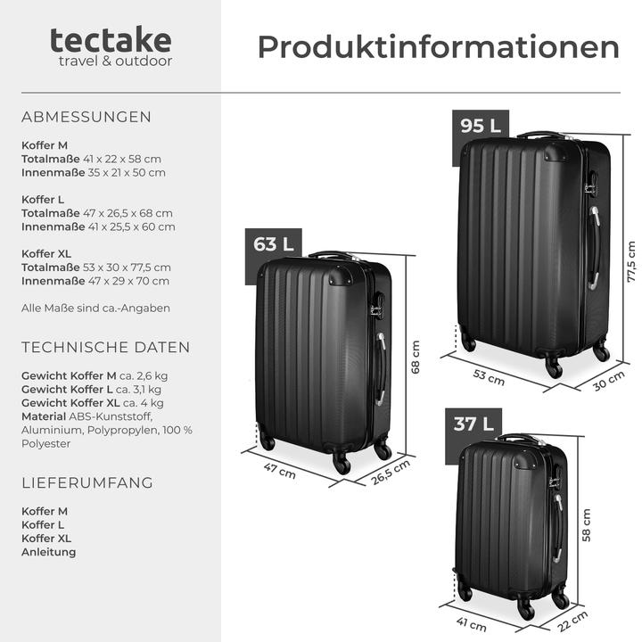 Actual product image tectake Hard case set (95 l, M (50 - 90l), L (90 - 115l))