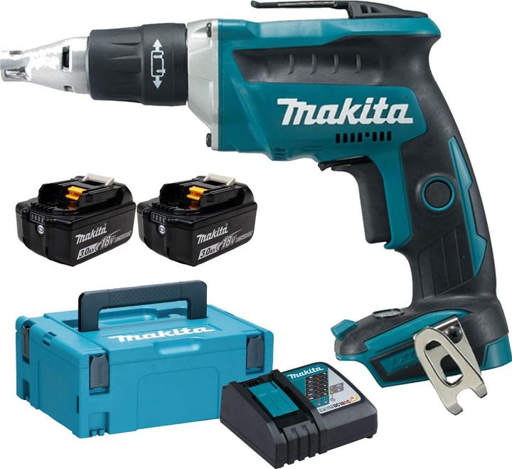 Actual product image Makita SCREWDRIVER FOR CARDBOARD AND PLASTER 18V 2x3.0Ah LI-ION MAKPAC DFS451RFJ (Rechargeable battery operated)