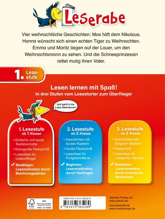 Produktbild Ravensburger Die allerschönsten Weihnachtsgeschichten für Erstleser (Deutsch, Catherine Gabrielle Ionescu, Elke Broska, Doris Arend, Lila L. Leiber, Maja von Vogel, Ingrid Uebe, Judith Allert, Betina Gotzen-Beek, 2017)