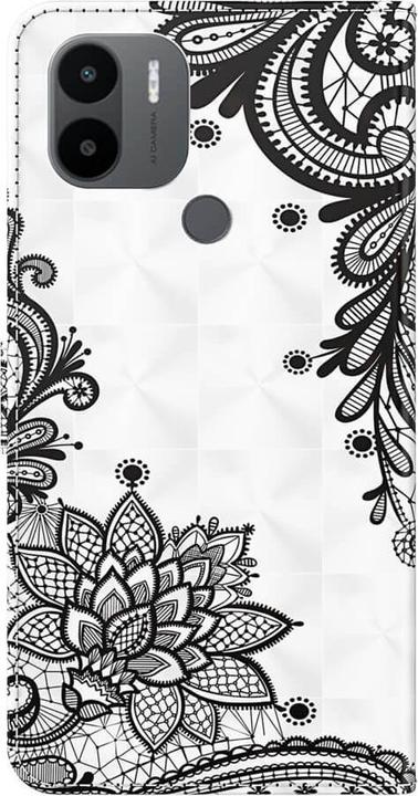 Produktbild Cover-Discount Xiaomi Redmi A2 / A1 - Etui Glitzer Effekt Blumen schwarz (Xiaomi Redmi A2, KXD A1)