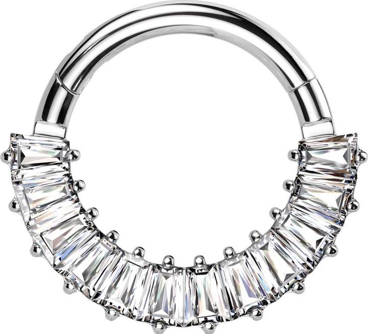 Image du produit Star Piercing Micro anneau segment pliable argent Baquette cristaux argent (sans laiton, Titane G23)