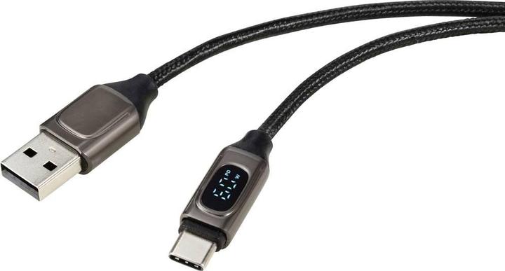 Actual product image Renkforce USB cable USB 2.0 USB-C® plug 0.50 m aluminium (metallic) braided (0.50 m, USB 2.0, 60 W)