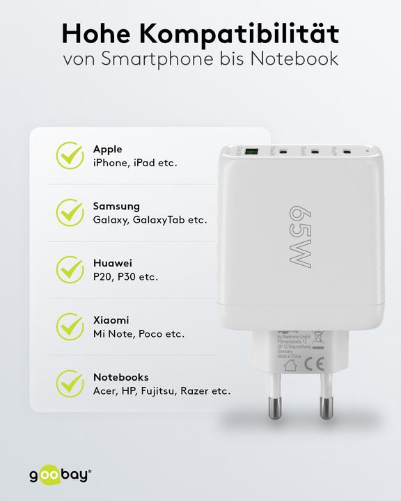 Produktbild Goobay Multiport-Schnellladegerät (68 W)