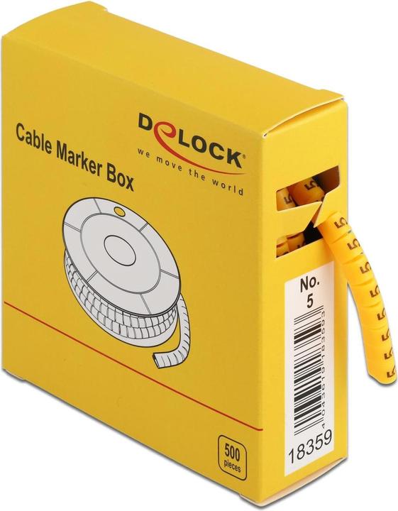 Delock Kabelmarker Box, Nr: 5, gelb, 500 Stück