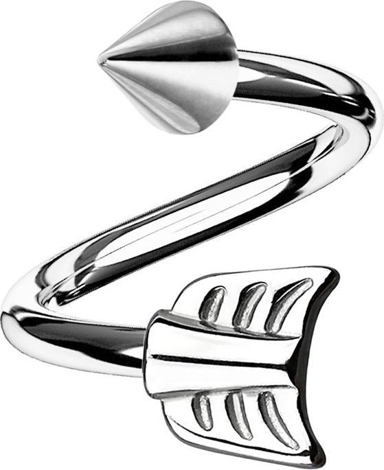 Star Piercing Micro Spirale silber mit Cone und Pfeil (ohne Messing, Chirurgenstahl 316L)