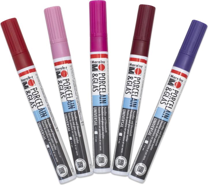 Image du produit Marabu Crayon de peinture pour porcelaine et verre (Violet, Rouge, Pourpre, Rose, Lila, 5 x)
