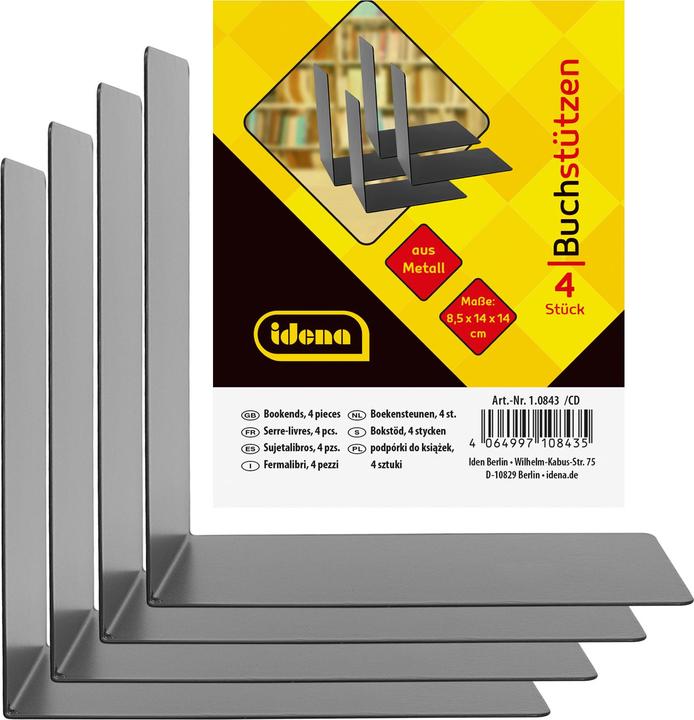 Produktbild Idena Buchstützen Metall 14x14x8,5cm schwarz 4er