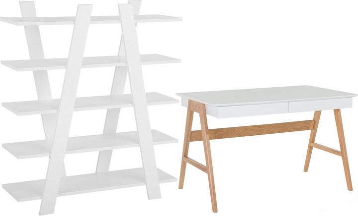 Produktbild Beliani Büromöbel-Set weiss / heller Holzfabton ESCALANTE/SHESLAY (100 x 33 x 116 cm)