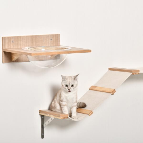 Immagine prodotto PawHut Parete di arrampicata per gatti (17.50 cm, Marrone chiaro)