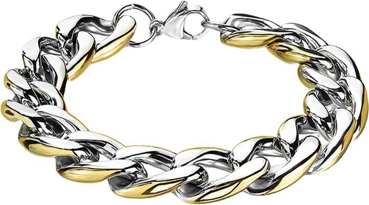 Star Piercing Armband silber mit Goldrand (20.30 cm, Chirurgenstahl 316L, ohne Messing)