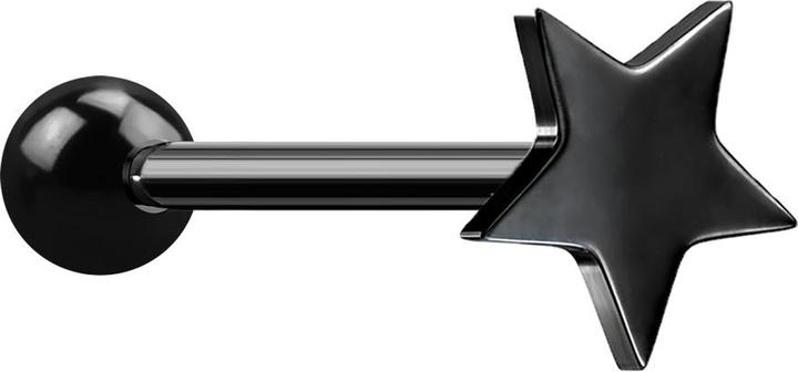 Star Piercing Micro Barbell schwarz mit Kugel und Stern (ohne Messing, Chirurgenstahl 316L)
