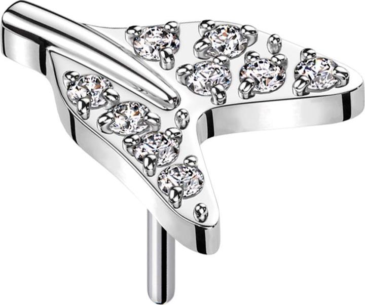 Star Piercing Threadless Haifisch Schwanzflose silber Kristalle silber (ohne Messing, Titan G23)