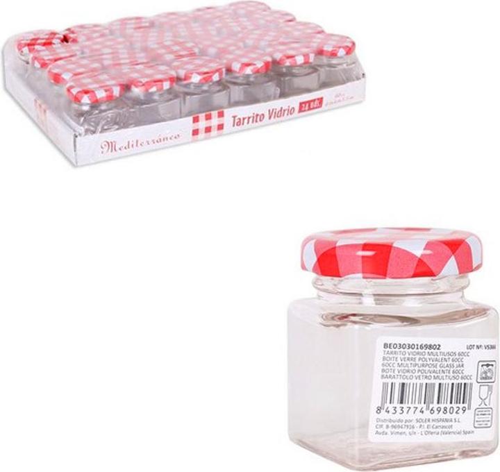 Produktbild BigBuy 60ml EINMACHGLÄSER Einmachglas Konfitürenglas GLAS WÜRFEL ECKIG (1 Stk., 0.06 l)