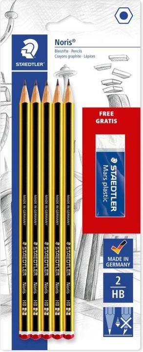 Image du produit Staedtler Crayon + Gomme Carte Blister (HB, 5 x)