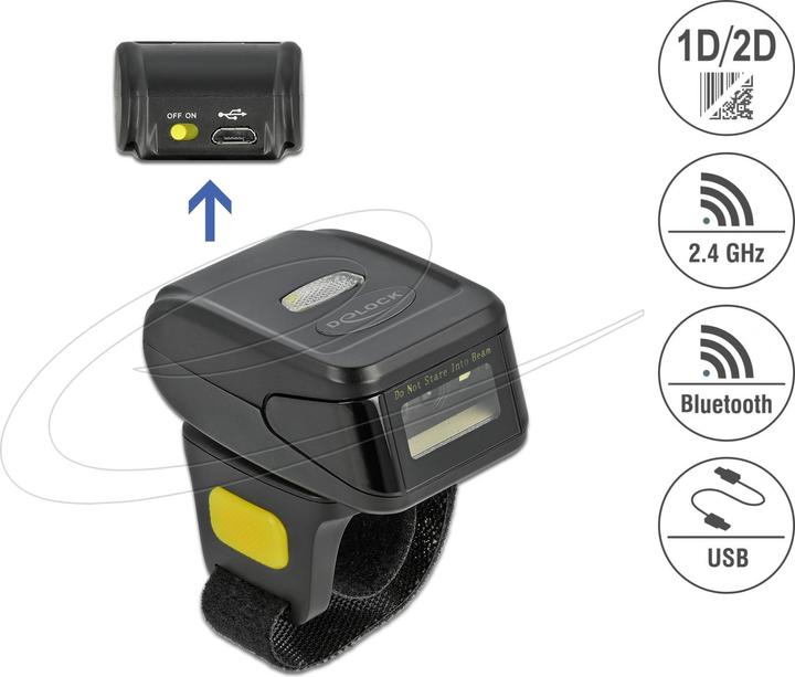 Produktbild Delock Barcode Scanner Fingerring 90508 – 1D / 2D (2D-Barcodes, 1D-Barcodes)