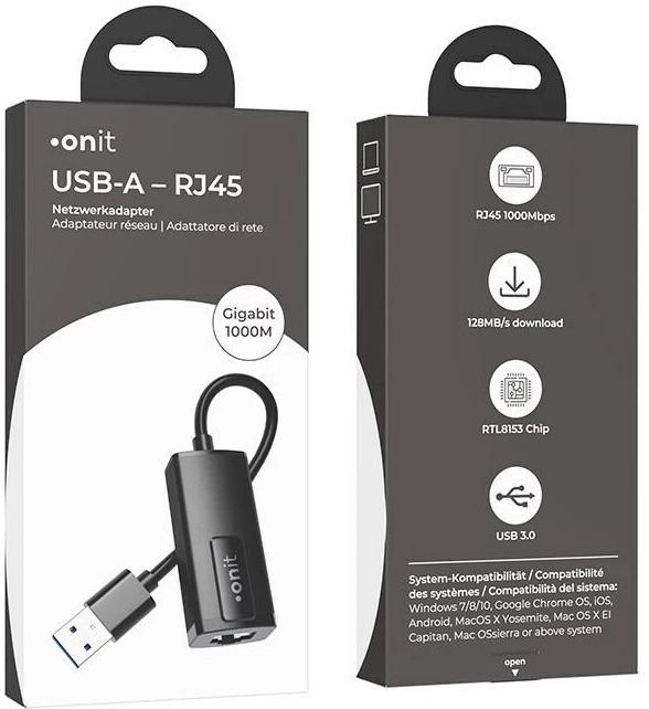 Produktbild Onit Netzwerk-Adapter USB-A – RJ45 (USB 3.0, RJ45 (1x))