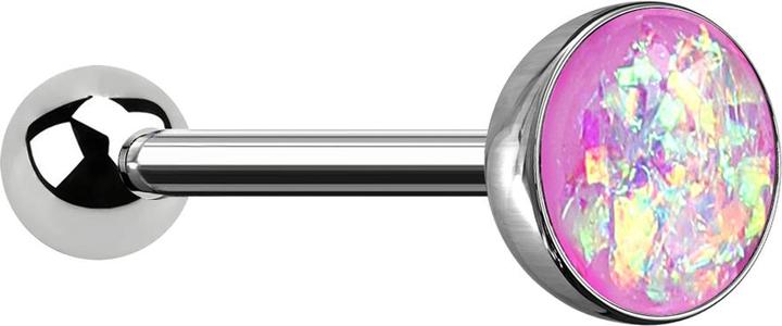 Star Piercing Barbell silber mit Kugel und Kugel Opal violett (ohne Messing, Chirurgenstahl 316L)