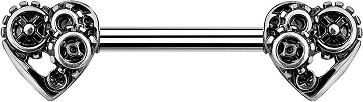 Star Piercing Barbell silber Steampunk Herz (Chirurgenstahl 316L, Messing)