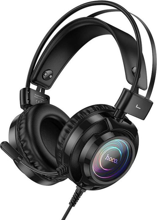 Produktbild Hoco Wired headphones wire headphones USB A + Jack 3,5 mm with microphone gaming W110 2 m black (Kabelgebunden)