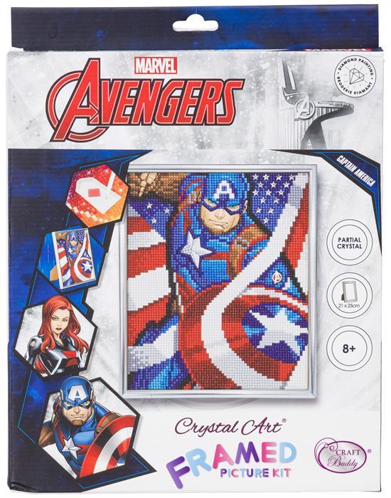 Immagine prodotto Craft Buddy Capitan America, quadro 21x25 cm con cornice in cristallo