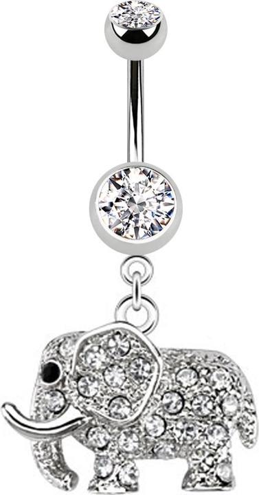 Star Piercing Banane silber mit Anhänger Elefant silber (Chirurgenstahl 316L, ohne Messing)
