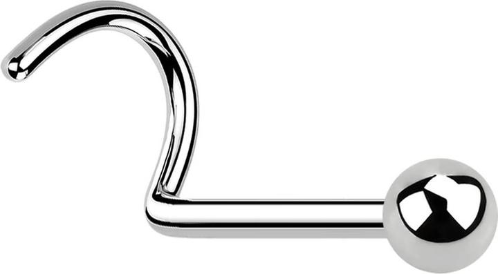 Star Piercing Nasenstecker gebogen silber mit Kugel (ohne Messing, Chirurgenstahl 316L)