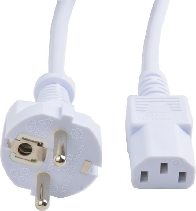 Actual product image Prokord Power Cord PC Power C13 Output 1.0m Straight White (1 m)