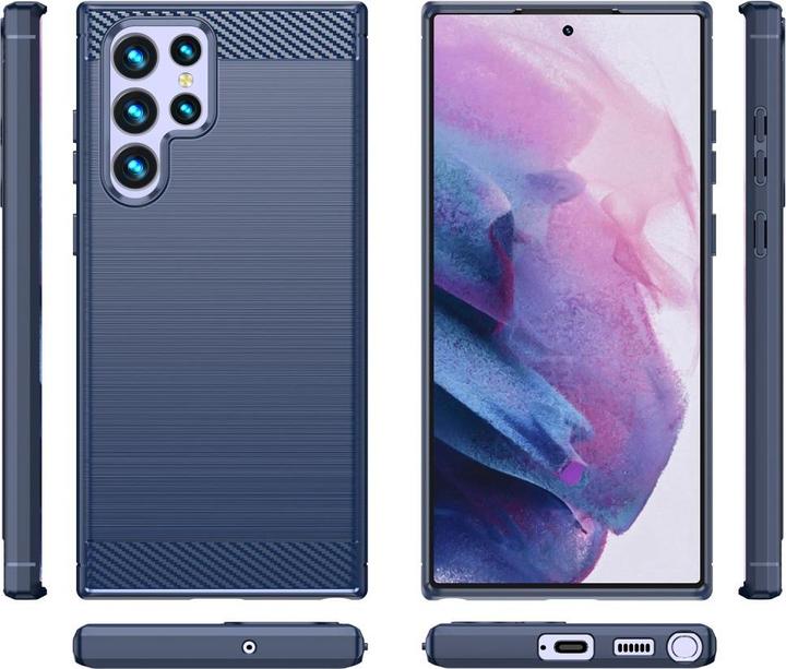 Actual product image Cover-Discount Galaxy S22 Ultra - metal carbon look hull blue (Samsung Galaxy S22 Ultra)