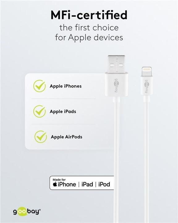 Image du produit Goobay Câble de chargement et de synchronisation (1 m, USB 2.0, 5 W)