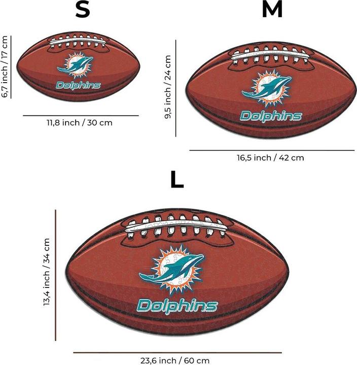 Image du produit Iconic NFL - Miami Dolphins– Football avec Logo - Puzzle en bois Taille L (500 pièces) (500 pièces)