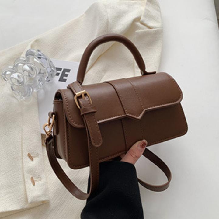 Produktbild Only-Bags.Store Solide Farbe strukturierte Umhängetasche, All-Match Top Handle Geldbörse, PU Leder Handtasche