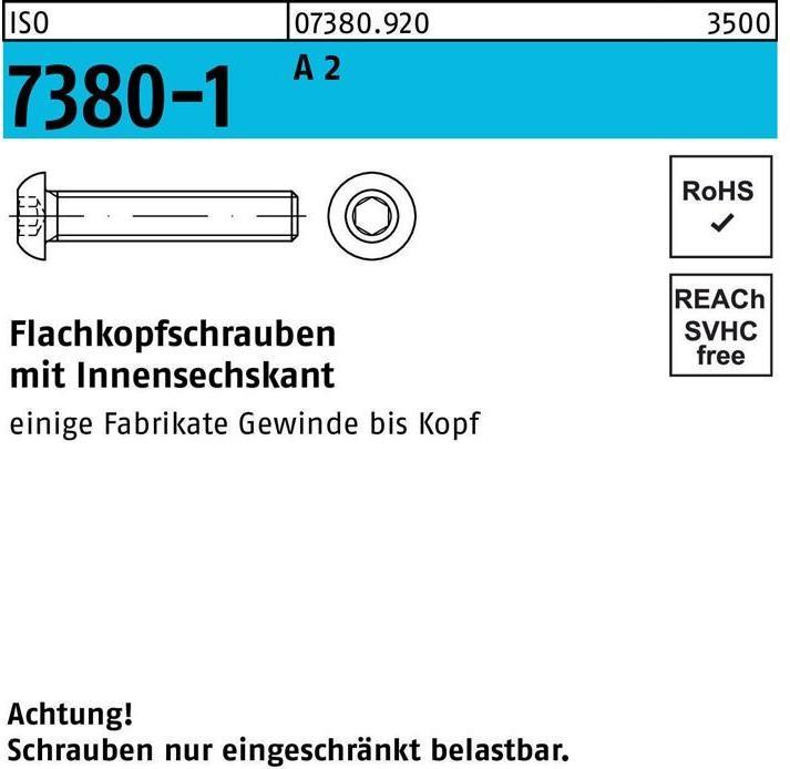 Actual product image Flat head screw ISO 7380-1 w.hexagon socket M 8 x 25 A 2 (200 Screws per piece)