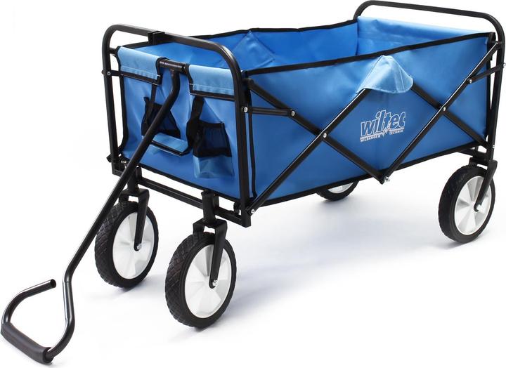 Actual product image Toboli Foldable Handcart with Tyres and Handle for Off-Road Use, blue, loading space 80x46cm