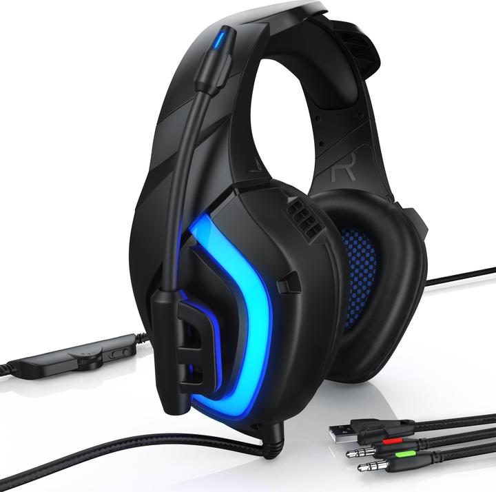 Immagine prodotto CSL Cuffia da gioco con microfono, cuffie per Windows/Mac/Linux /PS4/PS4 Pro (Cablato)