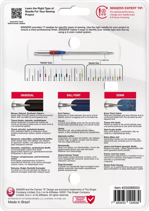 Image du produit Singer Les meilleures aiguilles pour machines à coudre, gamme de 3 pièces