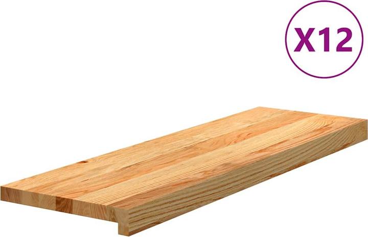 Produktbild VidaXL Treppenstufen 12 Stk. Hellbraun 80x30x2 cm Massivholz Eiche