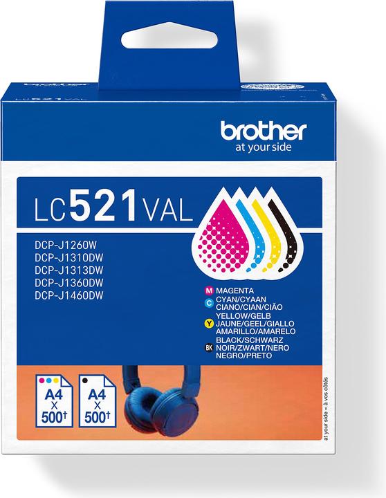 Actual product image Brother LC521VAL Genuine Ink Cartridge Value Pack (M, C, Y)