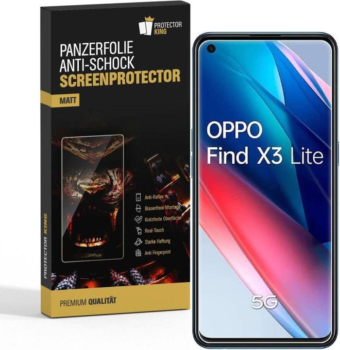 Actual product image Protectorking 6x Panzerfolie Anti-Shock matt entspiegelt (6 Piece, Oppo Find X3 Lite)