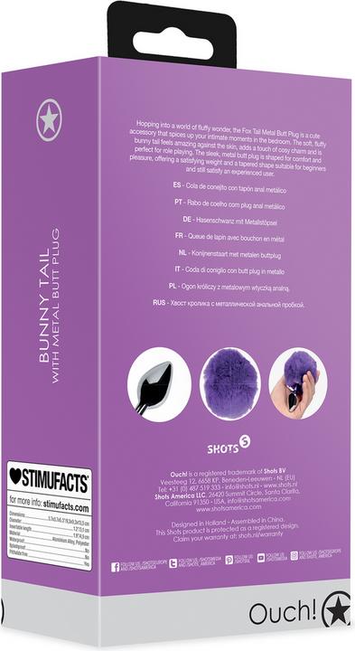 Image du produit Ouch! Bunny Tail with Metal Butt Plug - Purple