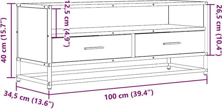 Image du produit VidaXL Armoire TV Lowboard Meuble TV Chêne Sonoma (100 x 34.5 x 40 cm)